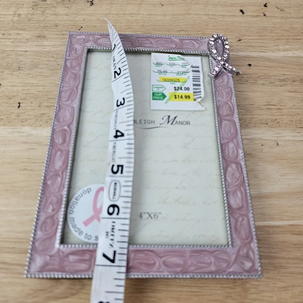 Ashleigh Manor 4x6 Pink Beaded Picture Frame Free Stand Decorative Photo Display